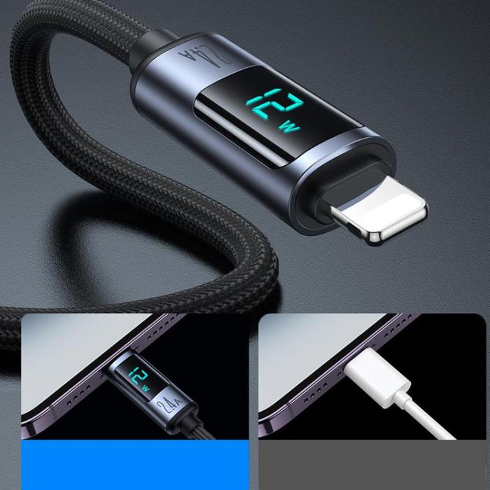 Joyroom - Joyroom USB-A till Lightning kabel 2.4A med LED display 1.2m