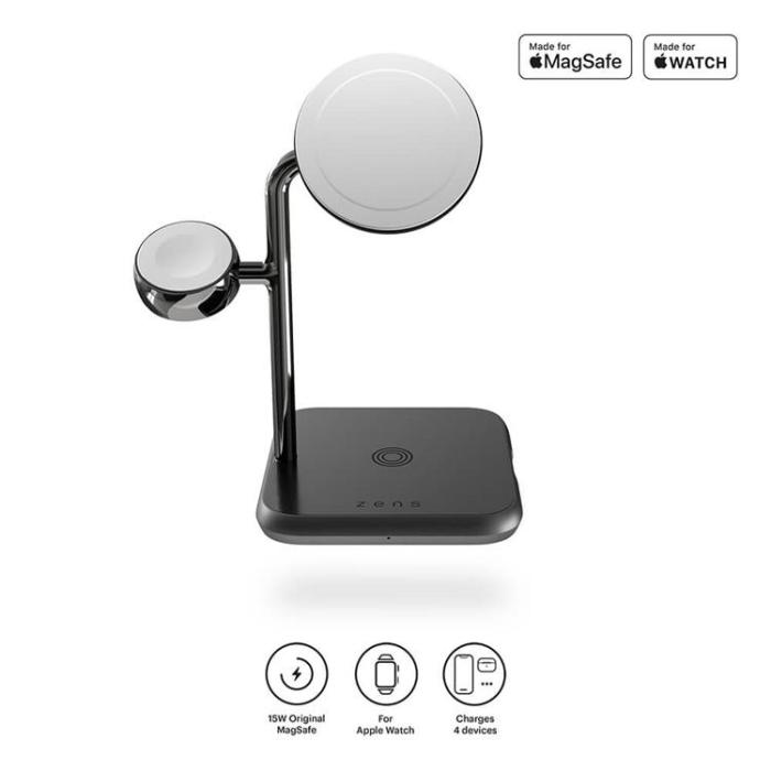 ZENS - Zens 4-in-1 Trådlös laddare Magsafe Watch - Svart
