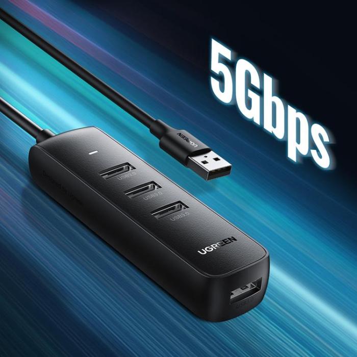 UTGATT1 - Ugreen USB HUB Splitter Typ A - 4x USB 3.2 Gen 1 - Svart