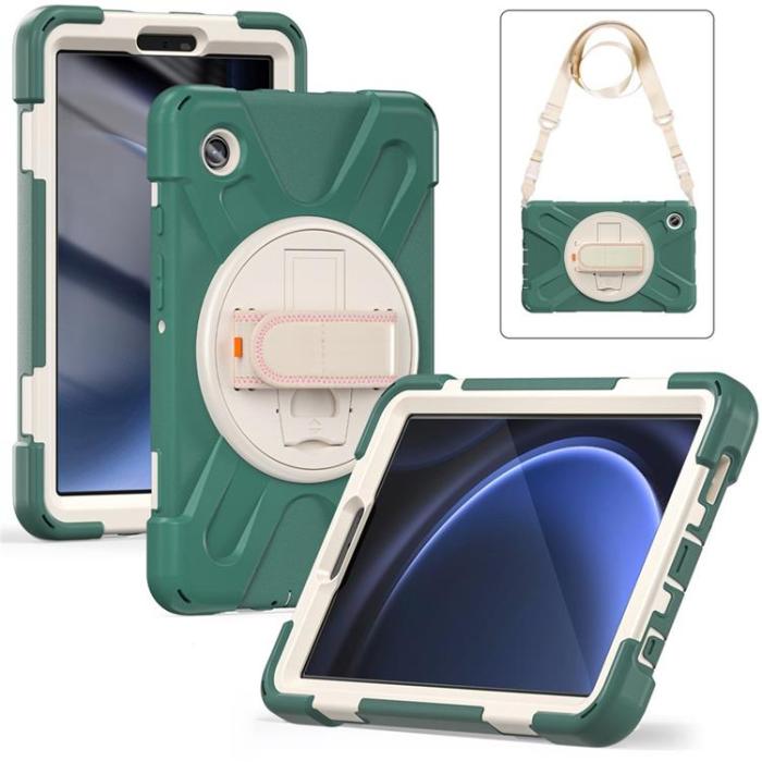 A-One Brand - Galaxy Tab A9 Skal Kickstand Handrem Med Axelrem - Emerald Grön