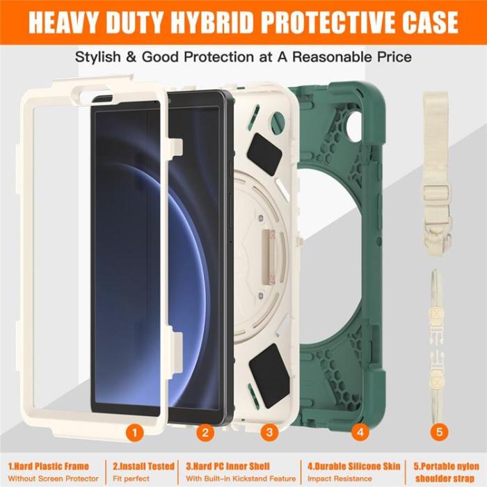 A-One Brand - Galaxy Tab A9 Skal Kickstand Handrem Med Axelrem - Emerald Grön