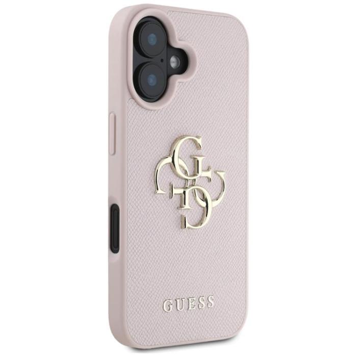 Guess - Guess iPhone 16 Mobilskal Grained Big 4G Small Classic Logo - Rosa