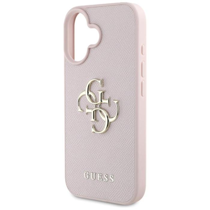 Guess - Guess iPhone 16 Mobilskal Grained Big 4G Small Classic Logo - Rosa