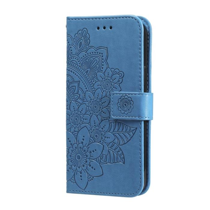 OEM - Samsung Galaxy S26 Plus Plånboksfodral Blommönster Konstläder Ställ - Blå