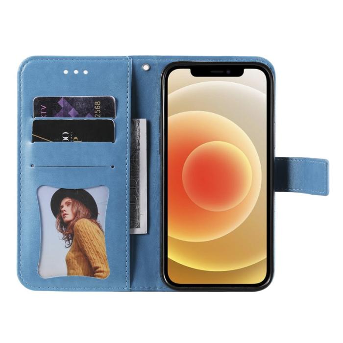 OEM - Samsung Galaxy S26 Plus Plånboksfodral Blommönster Konstläder Ställ - Blå