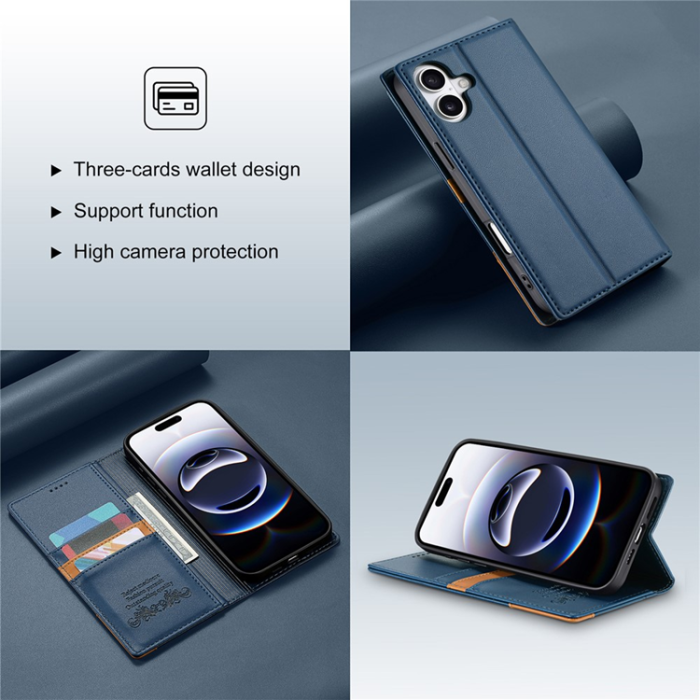 N.BEKUS - N.BEKUS iPhone 17 Plånboksfodral RFID Blocking P3 - Blå