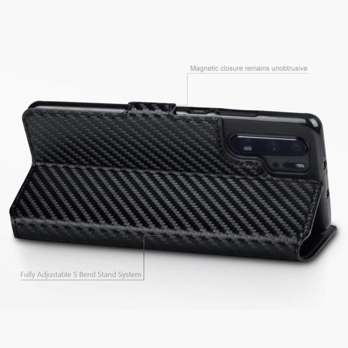 UTGATT5 - Carbon Plånboksfodral till Huawei P30 Pro - Svart