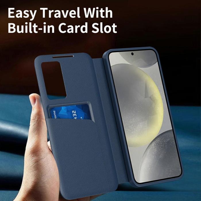 OEM - Mobilskal till Samsung Galaxy S26 Ultra PU Läder Smart View - Safir