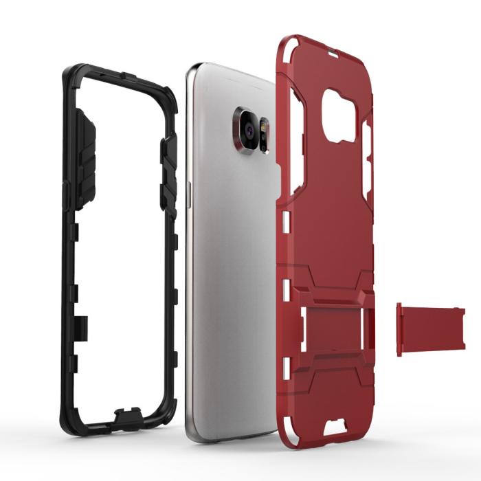 UTGATT1 - Kick-Stand Skal till Samsung Galaxy S7 Edge - Silver