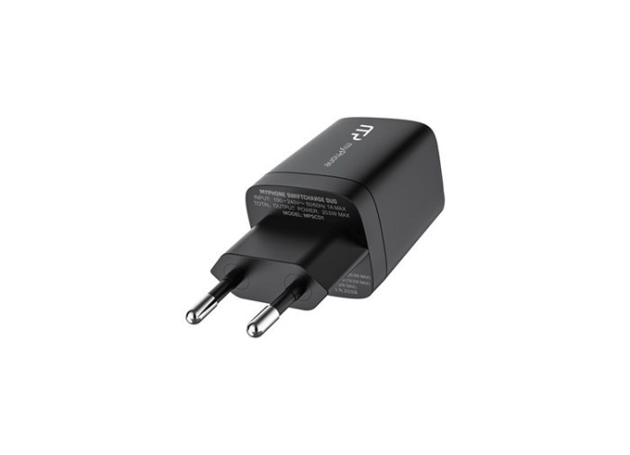 myPhone - myPhone Väggladdare 20W 1xUSB-A 1xUSB-C Swiftcharge Duo - Svart
