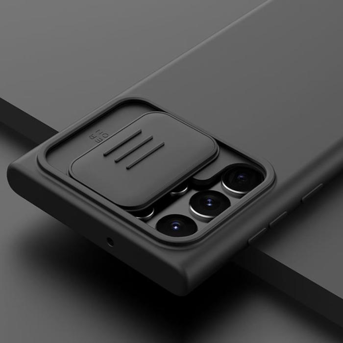 UTGATT5 - Nillkin Galaxy S22 Ultra Skal CamShield Silky Silicone - Svart
