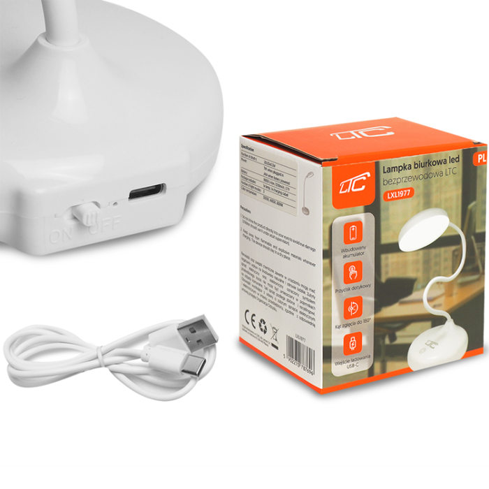 LTC - LTC LED Skrivbordslampa med Trådlös Laddare 10W - Vit