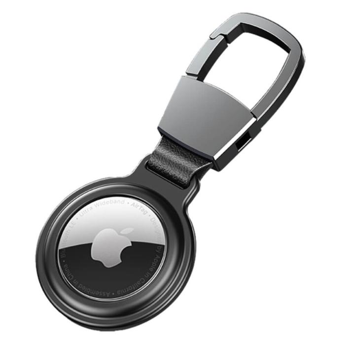 A-One Brand - Magnetic Aluminum Alloy Keyring till Apple Airtag - Svart