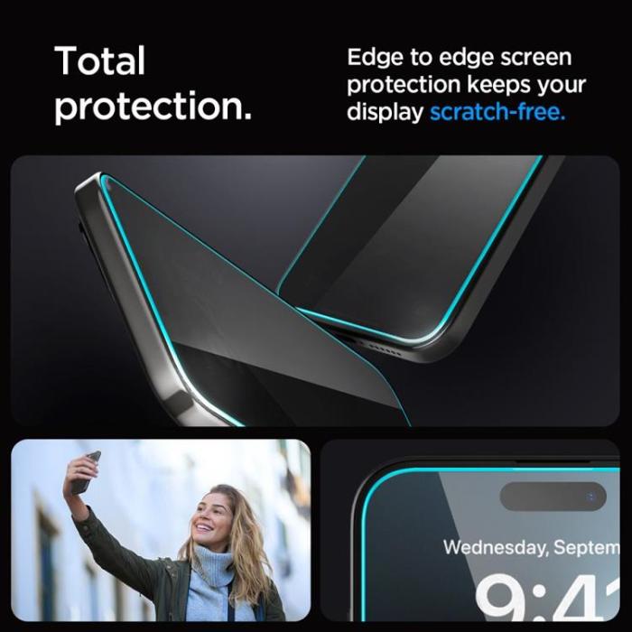 Spigen - Spigen iPhone 15/16 Härdat Glas Skärmskydd Privacy