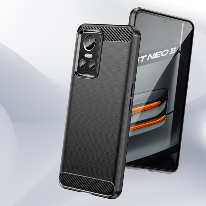 OEM - Realme GT Neo 3 Skal Carbon Silicone Flexible - Svart