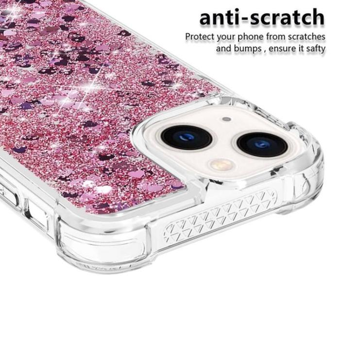 A-One Brand - iPhone 14 Skal Liquid Floating Glitter - Rosa Guld