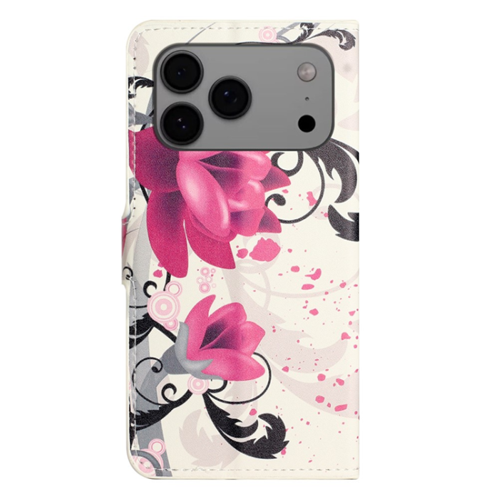 A-One Brand - iPhone 17 Pro Plånboksfodral Pattern Print Läder - Lotus