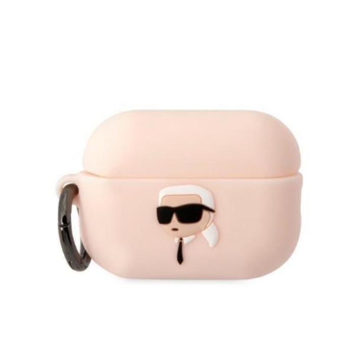KARL LAGERFELD - Karl Lagerfeld AirPods Pro 2 Skal Silicone Karl Head 3D - Rosa