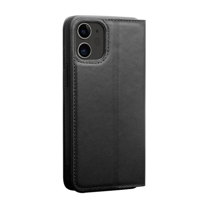 QIALINO - Qialino iPhone 12 Pro Plånboksfodral Äkta läder - Svart