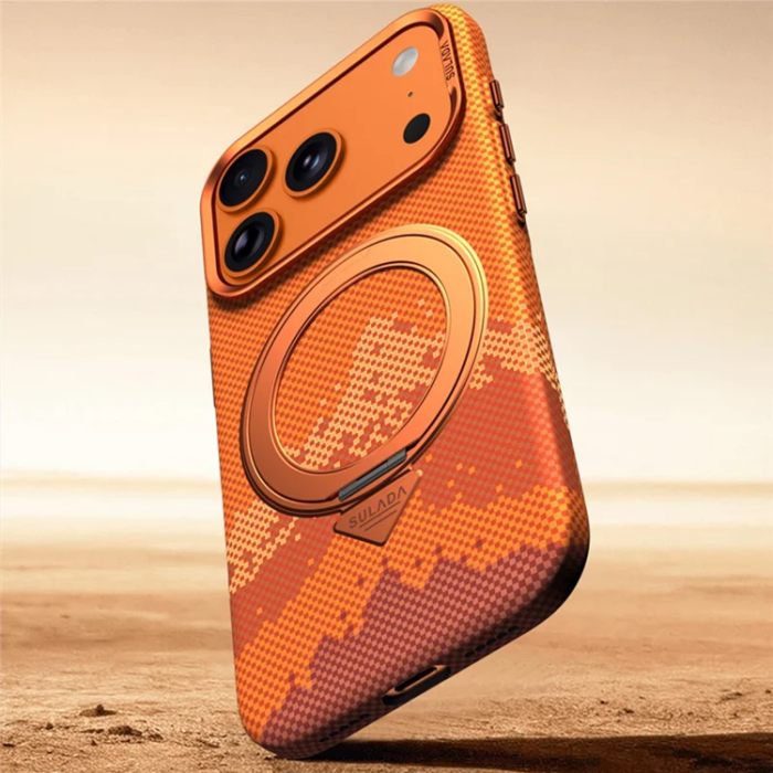 SULADA - SULADA Mobilskal iPhone 17 Pro Max Magsafe 360° Rotating Ringhållare - Orange