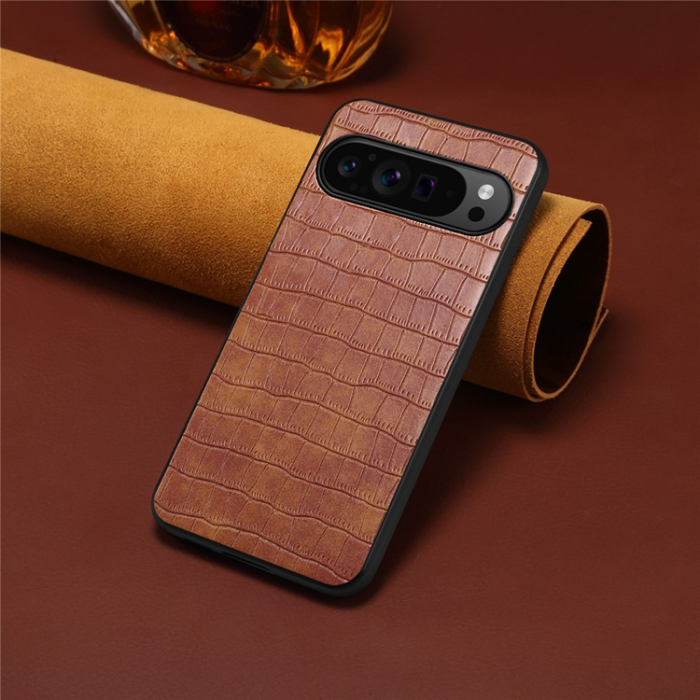 A-One Brand - Google Pixel 10/10 Pro Mobilskal Crocodile Texture  - Brun
