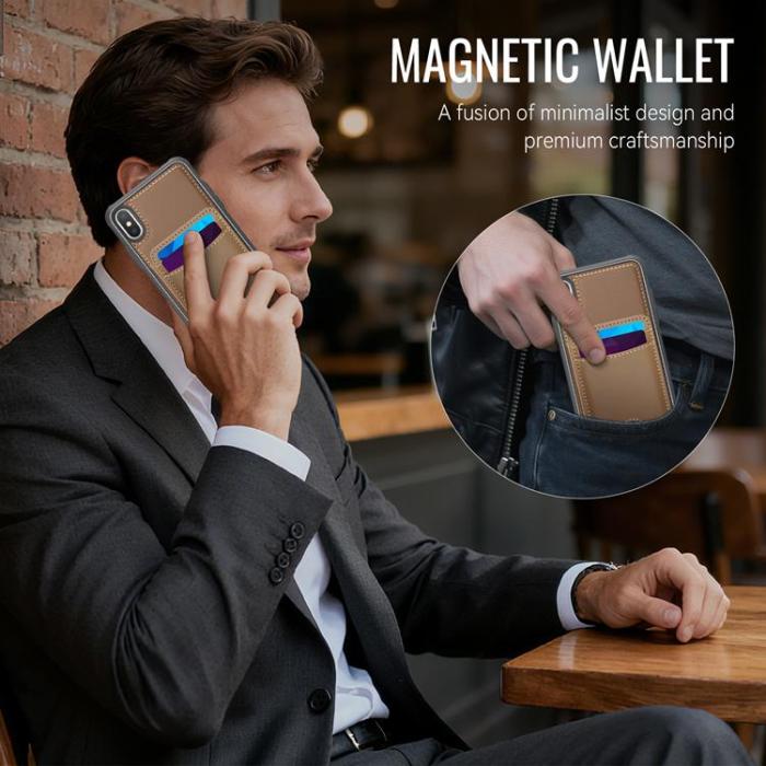 OEM - JEEHOOD Mobilskal till iPhone XS Max MagSafe Läder - Brun