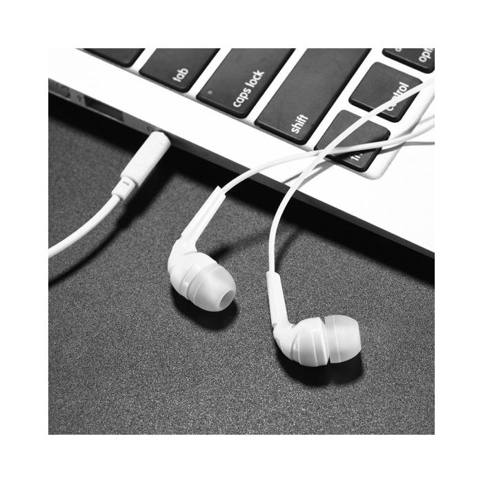 UTGATT1 - HOCO earphones Drumbeat universal med mic M40 Vit