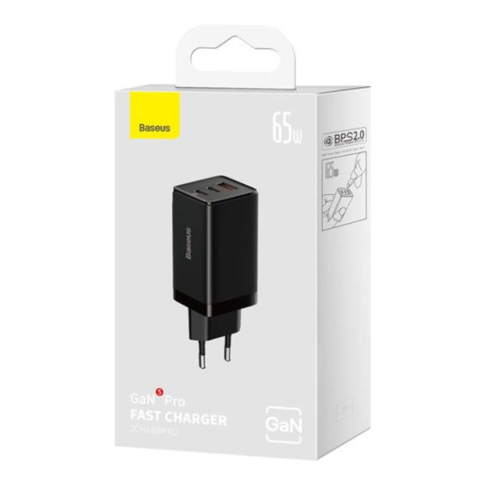 BASEUS - Baseus Väggladdare 65W USB/2xUSB-C USB-C Kabel 100W - Svart