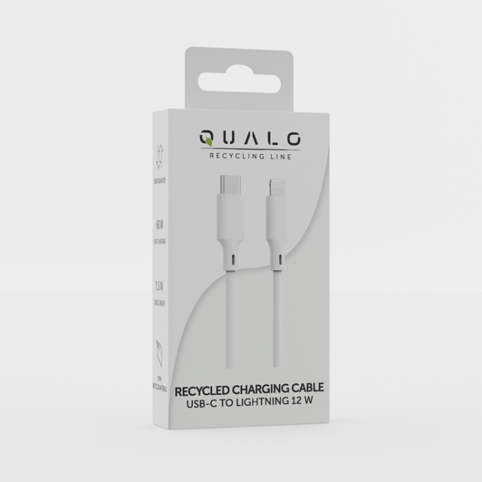 QUALO - QUALO USB-C till Lightning Kabel 1.5m 2.4A Recycling - Vit