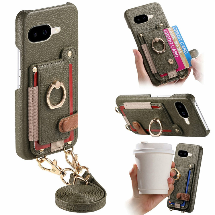 Mobilskal till Google Pixel 9a med Korthållare Ring Kickstand - Grön