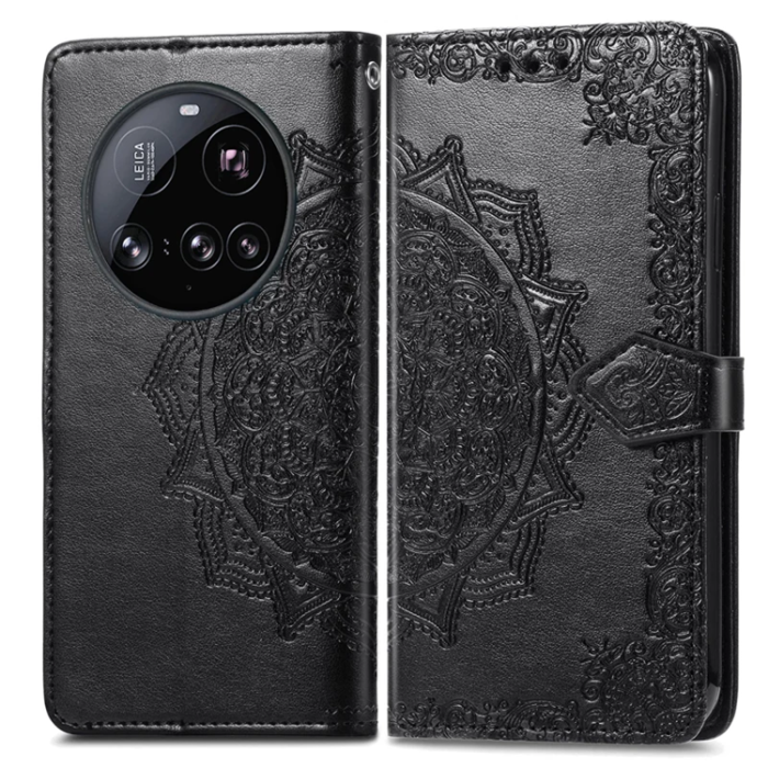 A-One Brand - Xiaomi 15 Ultra Plånboksfodral Mandala Flower Läder - Svart