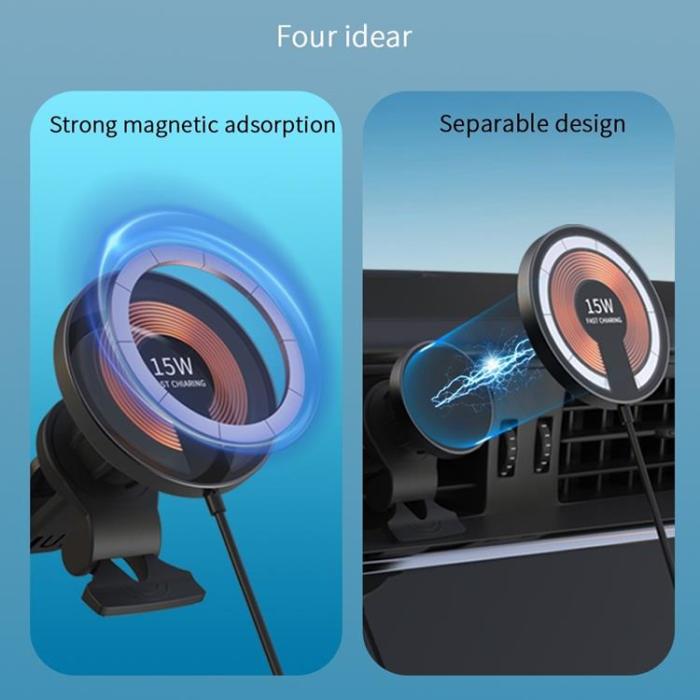 UTGATT1 - Magsafe 2-in-1 T09 Magnetic Trådlös Laddare 15W - Transparent