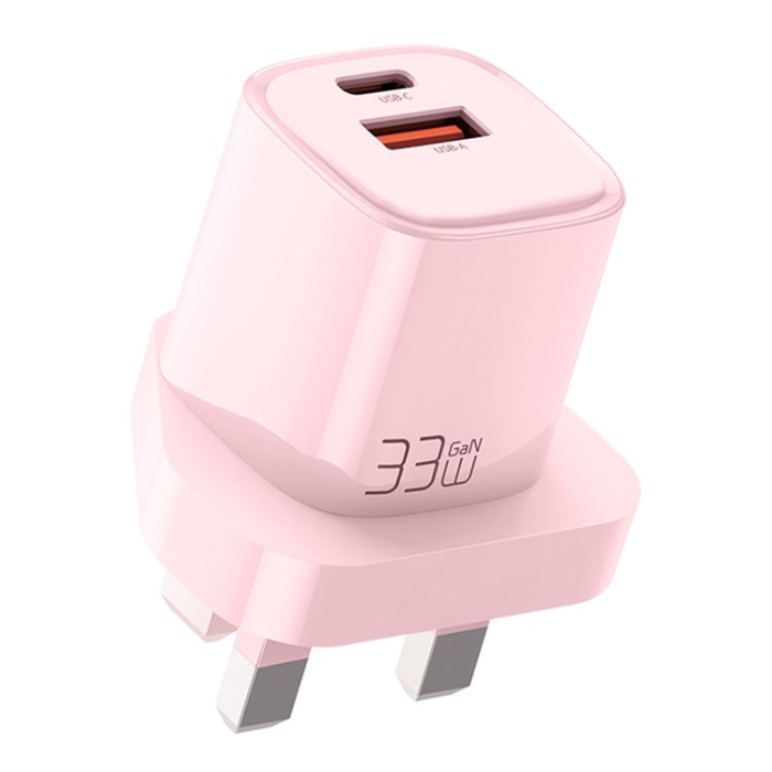 Mcdodo - MCDODO Snabbladdare 33W USB-C - USB-A UK PD Nano - Rosa