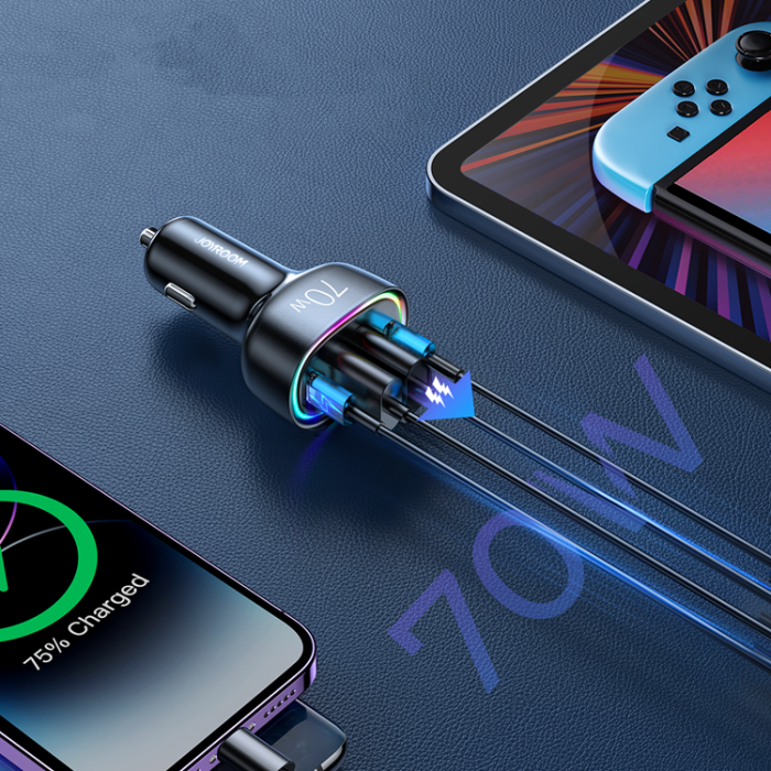 Joyroom - Joyroom Billaddare 4-Ports 2x USB/2x USB-C - Svart