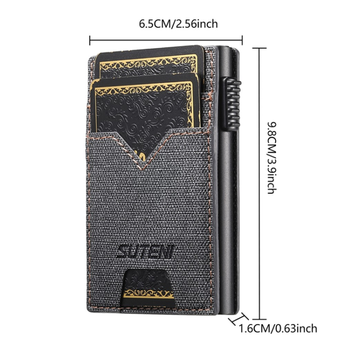 SUTENI - SUTENI Korthållare Automatiskt Pop-Up Double-Sided Jeans Texture