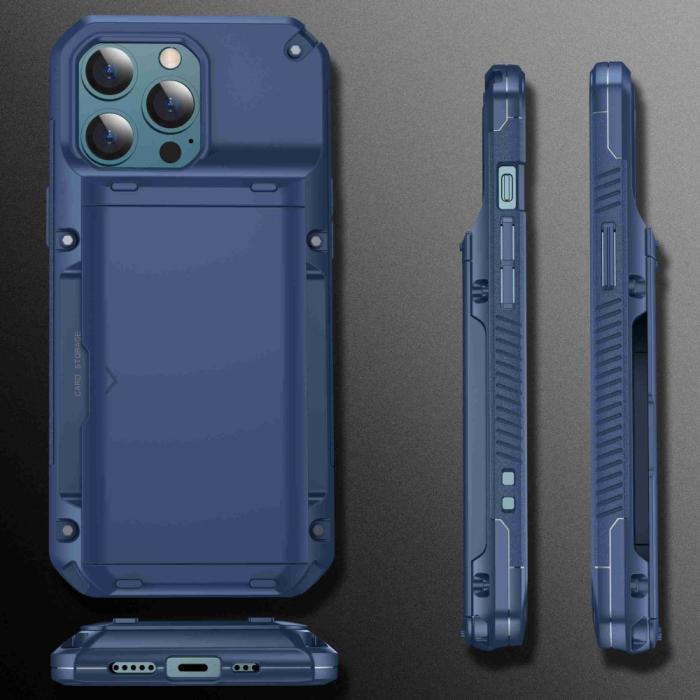 OEM - iPhone 12 Pro Max Skal Med Kortfack - Blå