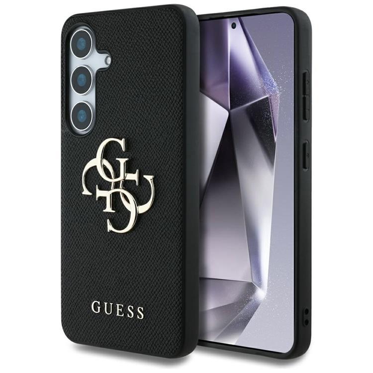 Guess Galaxy S25 Plus Mobilskal Grained Big 4G Logo Small Classic - Svart | 2353 | AlltMobil