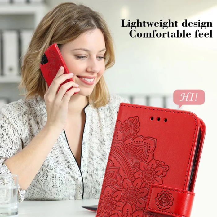 A-One Brand - iPhone 17 Pro Max Plånboksfodral Floral Pattern - Röd