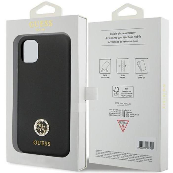 Guess - Guess iPhone 11/XR Mobilskal Silikon Logo Strass - Svart