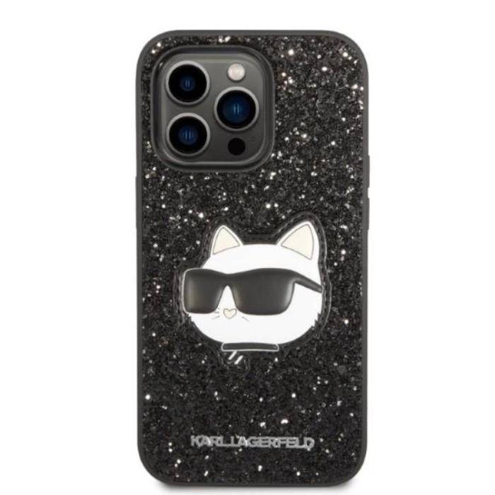 KARL LAGERFELD - Karl Lagerfeld iPhone 14 Pro Skal Glitter Choupette Patch - Svart
