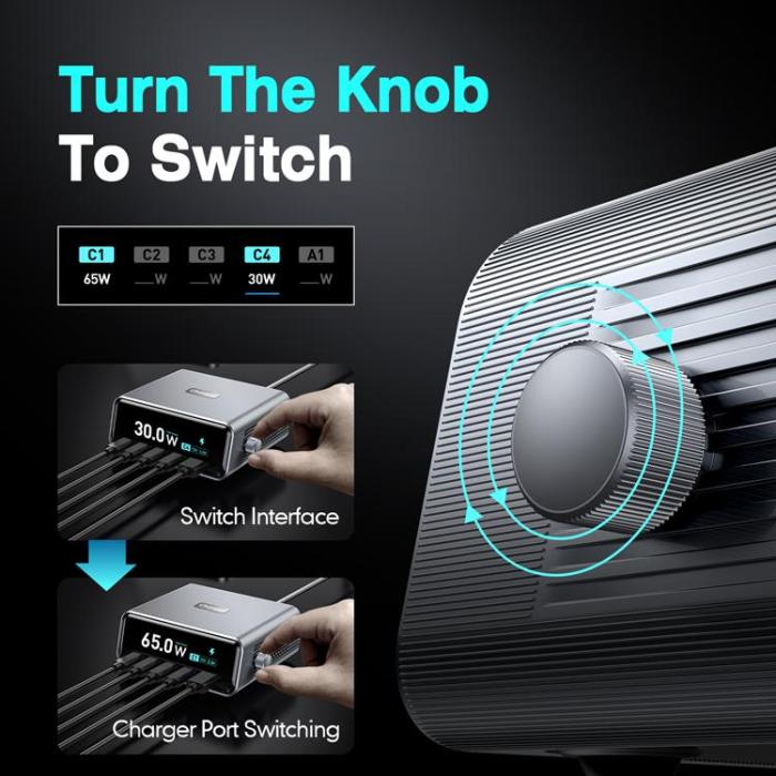 OEM - Smart GaN-Laddningsstation USB-A + 4-Typ-C 265W WLX-60D