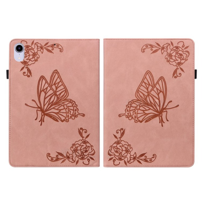 OEM - iPad mini 6 (2021) Fodral Imprinted Butterfly Flower - Rosa