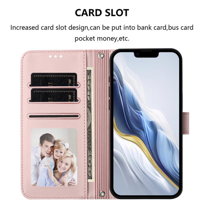 A-One Brand - iPhone 16 Pro Max Plånboksfodral Läder med Handledsrem - Rosa