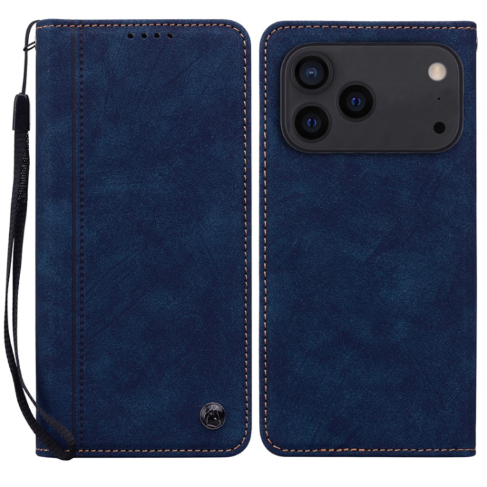 A-One Brand - iPhone 17 Pro Plånboksfodral med Rem Lines Pattern - Blå