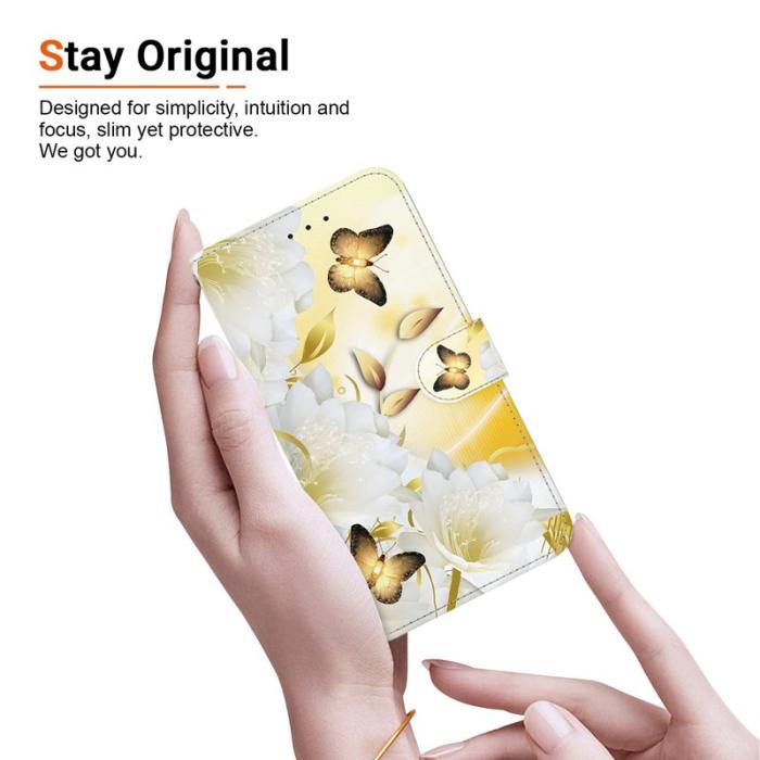 OEM - Samsung Galaxy S26 Plånboksfodral Anti-Drop Mönstertryck Konstläder - Guld