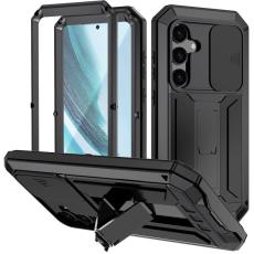 R-JUST - R-JUST Mobilskal till Galaxy S24+ PC+Silicone+Metal St&auml;ll - Svart
