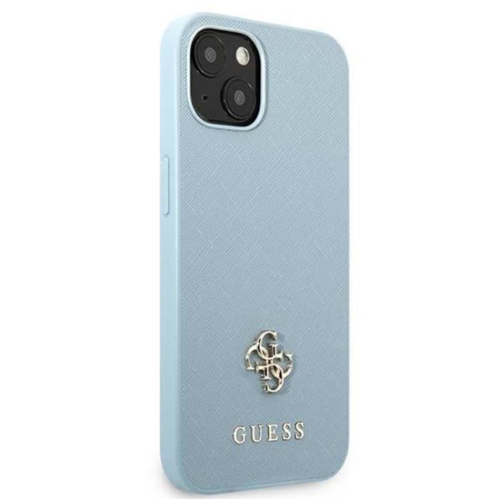 Guess - Guess iPhone 13 Mobilskal Saffiano Small Metall Logo - Blå