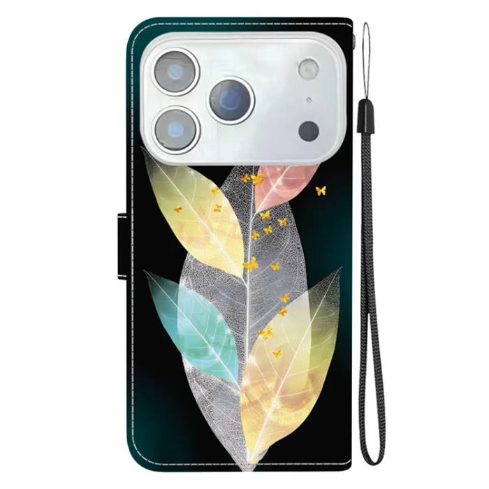 A-One Brand - iPhone 17 Pro Max Plånboksfodral Med Lanyard - Colored Leaves