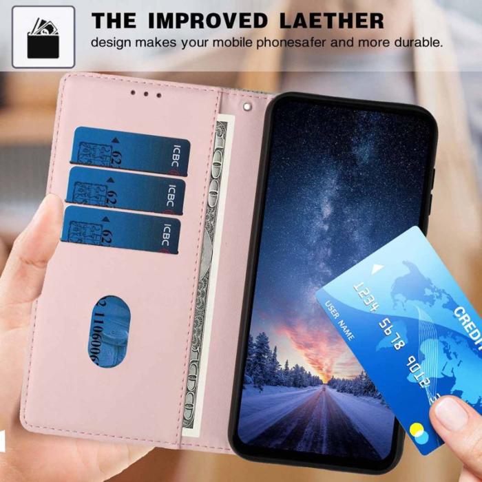 OEM - Plånboksfodral för Samsung Galaxy S26 Plus Ställfunktion Konstläder - Rosa
