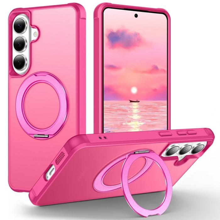 OEM - Mobilskal för Samsung Galaxy S26 Plus Magnetiskt Kickstand TPU + PC - Rosa
